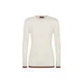 Men’s White Silk Long Sleeve T-Shirt – Gucci Web Stripe Knit with Half Button
