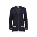 Cardigan bleu coton femme – Thom Browne maille ouverte casual