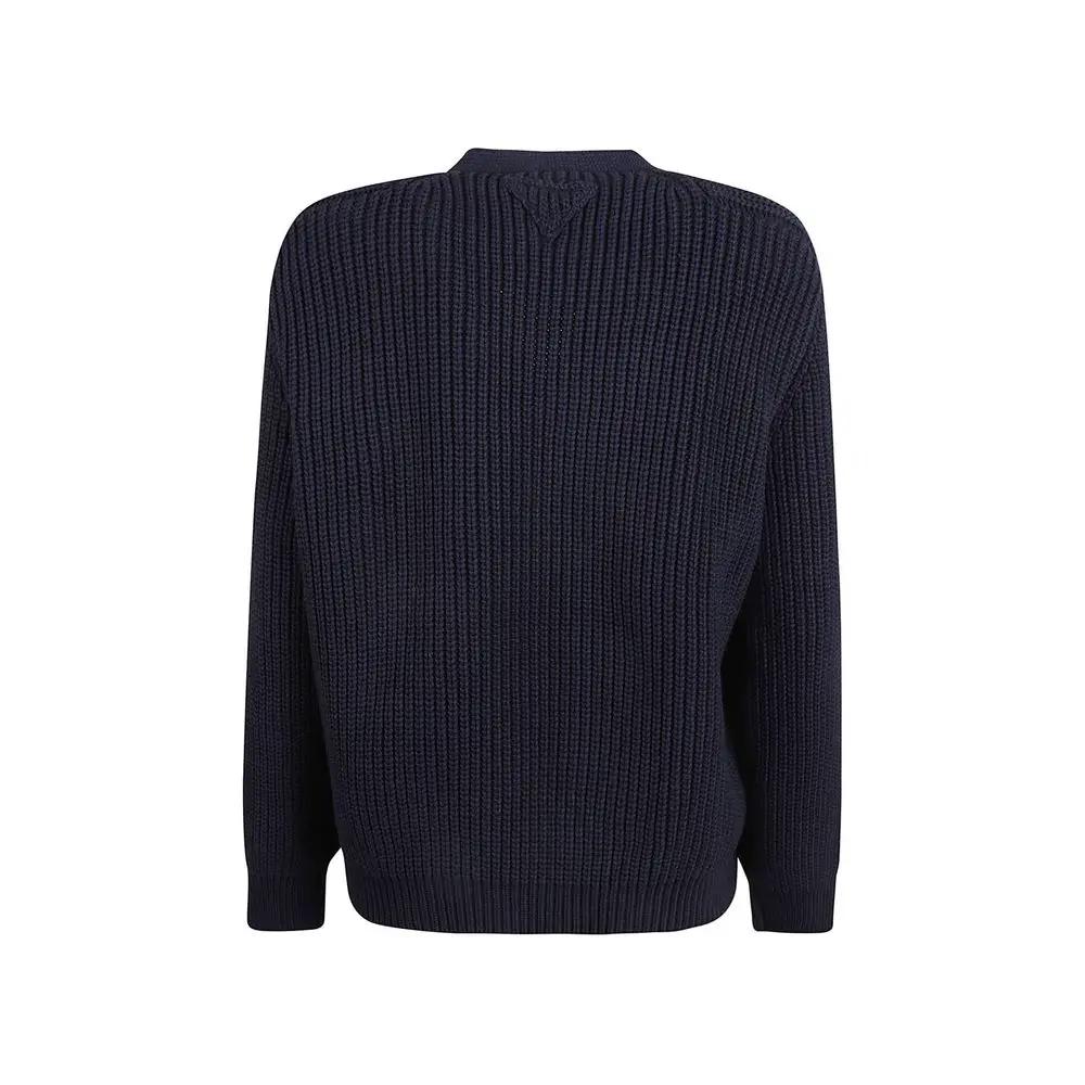 Women’s Blue Cotton Cardigan – Prada V-Neck Button Knit