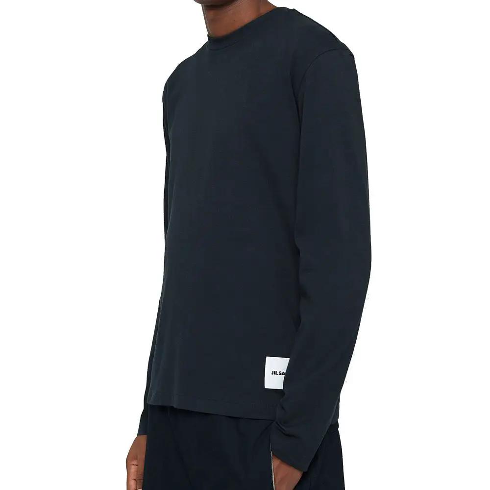 Lot de 3 tee-shirts homme à manches longues en coton – Col rond avec logo Jil Sander Fabriqué en Italie
