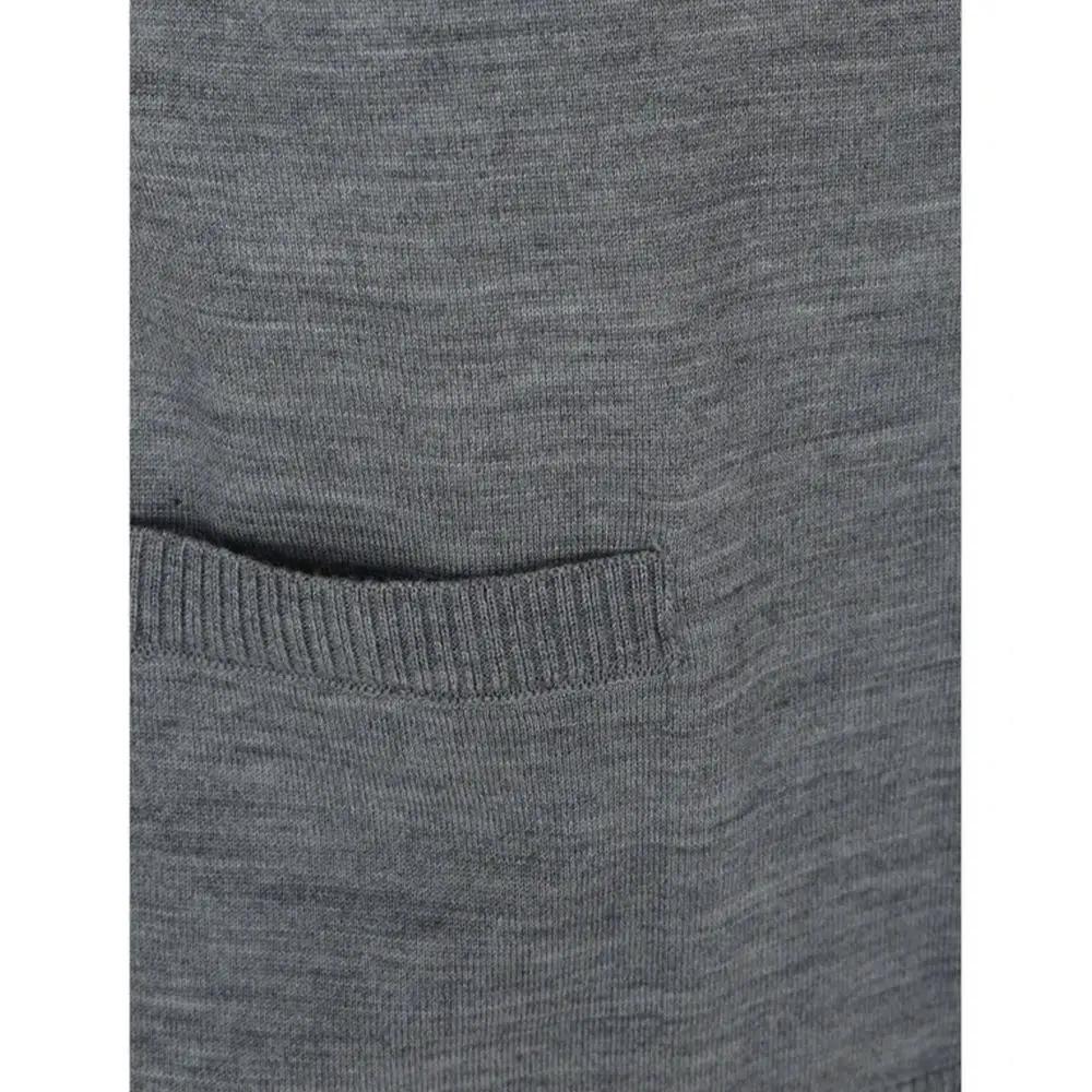 Men’s Grey Virgin Wool Cardigan – Thom Browne V-Neck Button Knit Made in Italy