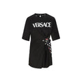 T-shirt noir coton femme – Versace logo contrasté détail épingle