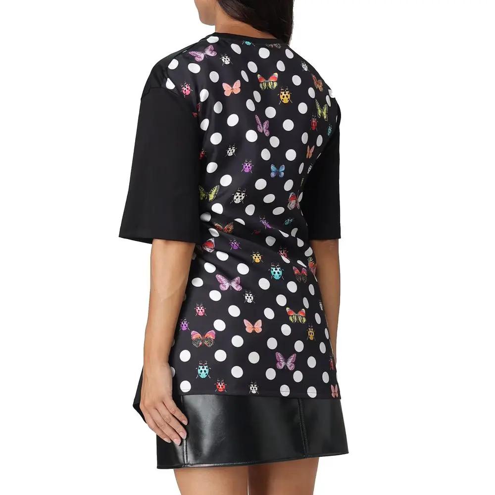 T-shirt noir coton femme – Versace logo contrasté détail épingle