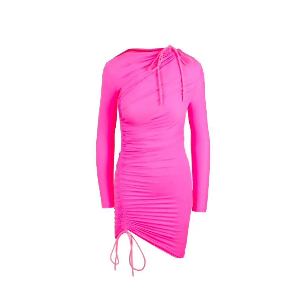 Women’s Multicolor Stretch Mini Dress – Balenciaga Drawstring Gathered Dress Made in Italy