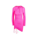 Women’s Multicolor Stretch Mini Dress – Balenciaga Drawstring Gathered Dress Made in Italy