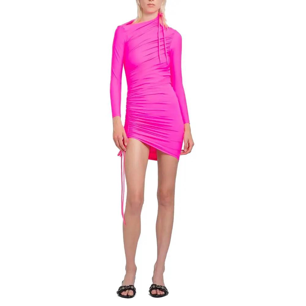 Women’s Multicolor Stretch Mini Dress – Balenciaga Drawstring Gathered Dress Made in Italy