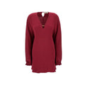 Women’s Purple Silk Dress – Fendi V-Neck Long Sleeve Dress with Logo Detail
