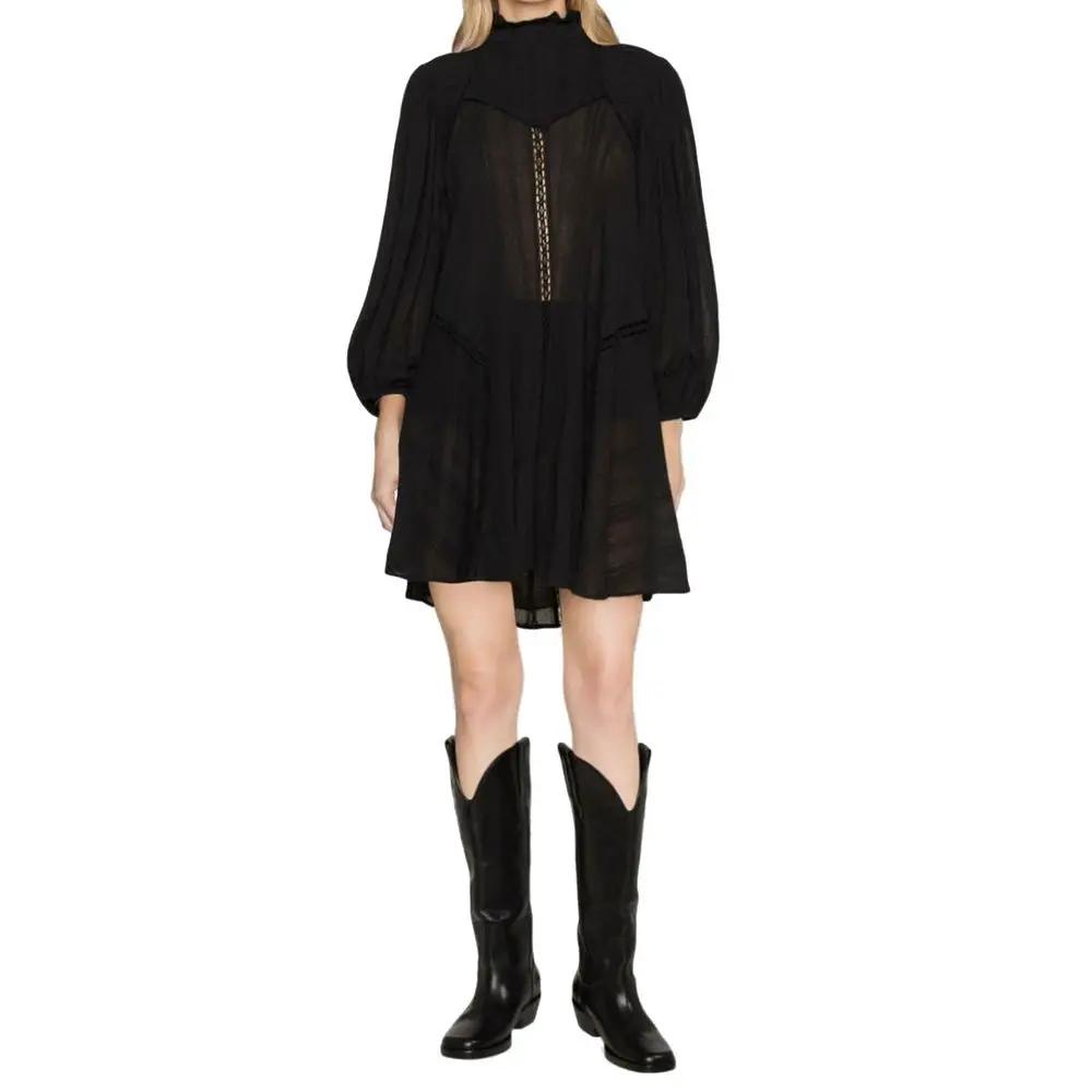 Robe noire coton perforé femme – Isabel Marant Étoile motif floral bohème