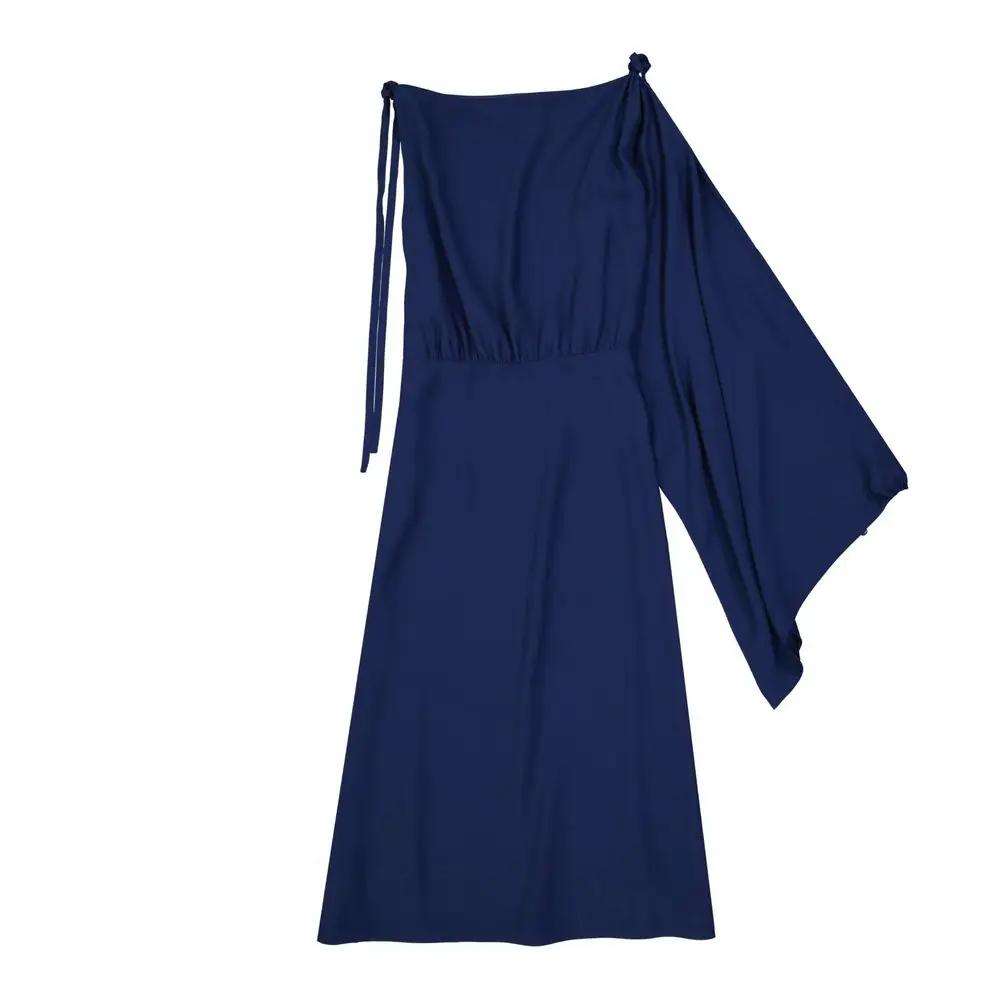 Robe cocktail bleue asymétrique femme – Prada une manche élégante