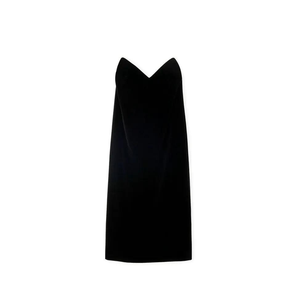 Women’s Black Cotton Cocktail Dress – Loewe V-Neck Sleeveless Dress with Sculptural Back Detail