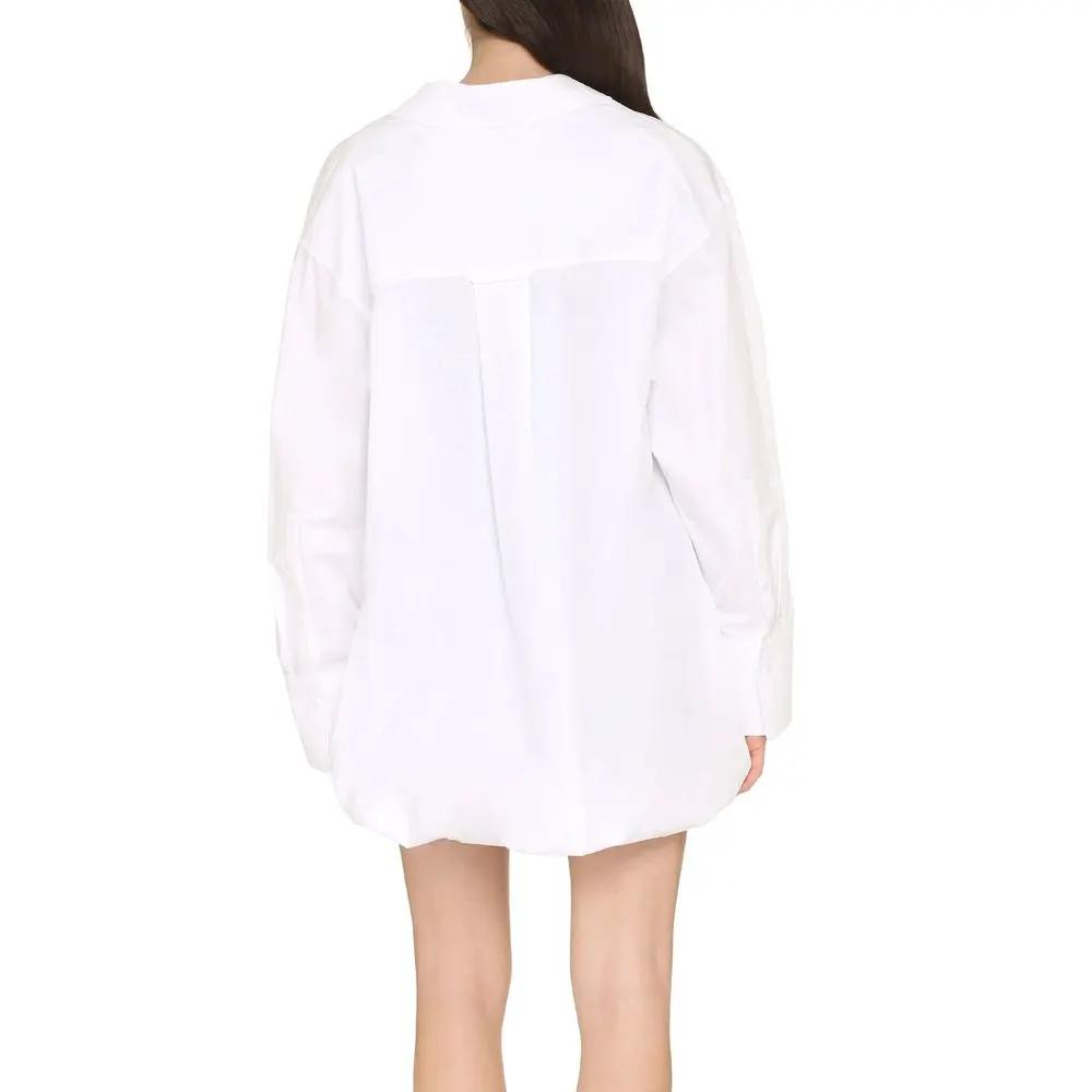 Valentino White CWomen’s White Cotton Shirt Dress – Valentino Long Sleeve Button-Up Dress Made in Italyotton Casual Dress