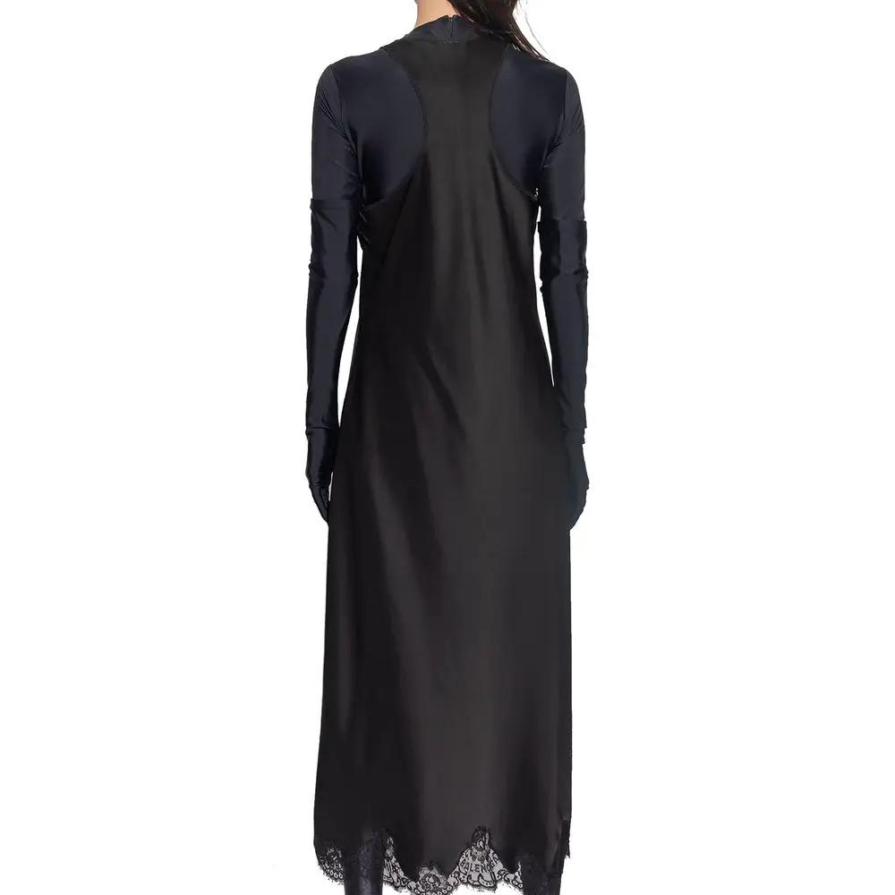 Robe noire col V dentelle femme – Balenciaga sans manches élégante
