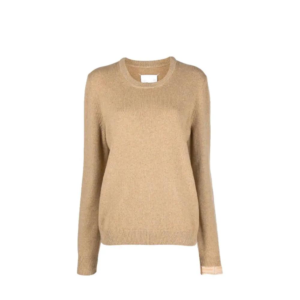 Pull marron cachemire laine femme – Maison Margiela col rond maille luxe