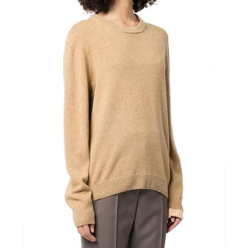 Women’s Brown Cashmere Blend Sweater – Maison Margiela Crew Neck Knit