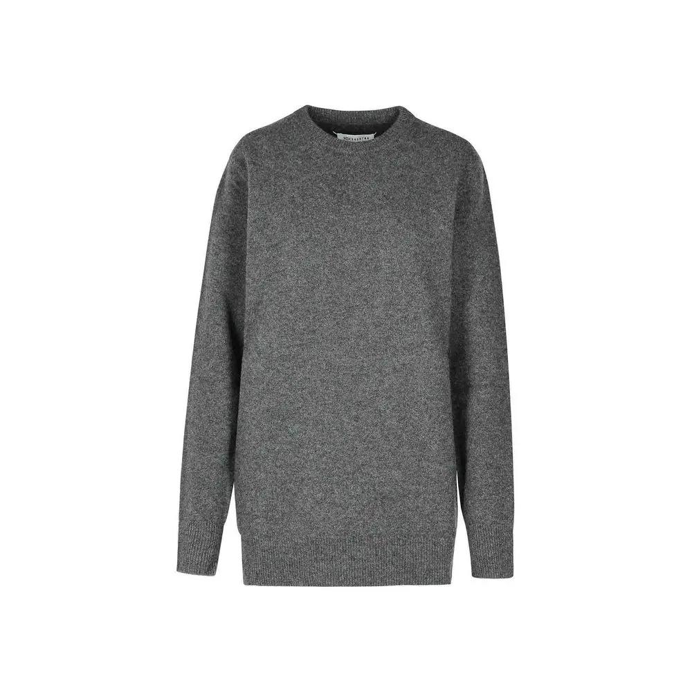 Men’s Grey Wool Sweatshirt – Maison Margiela Crew Neck Knit Made in Italy