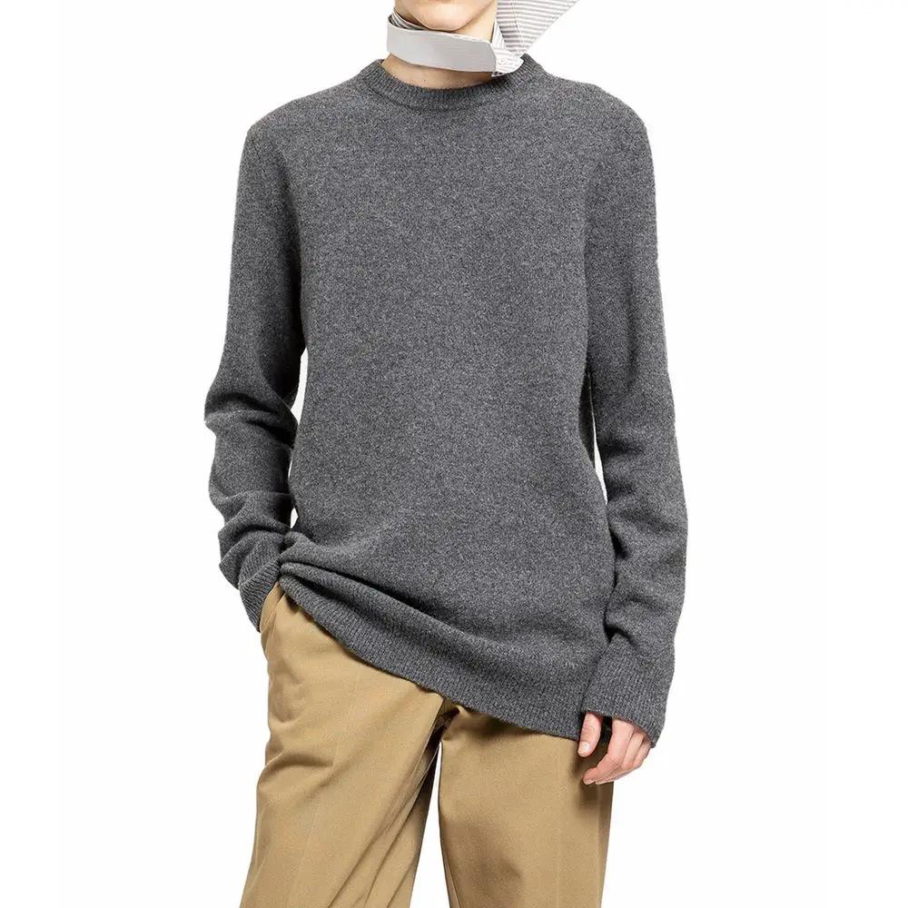 Men’s Grey Wool Sweatshirt – Maison Margiela Crew Neck Knit Made in Italy