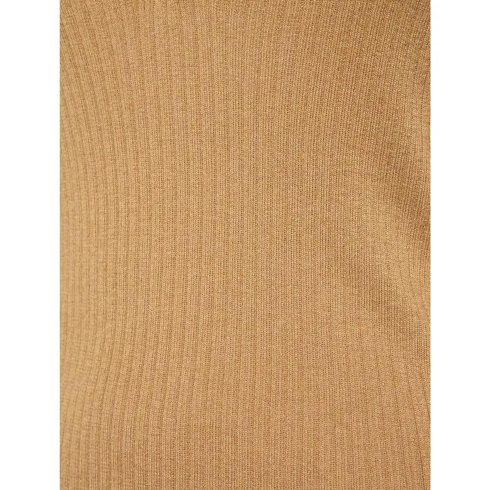 Women’s Brown Cashmere Silk Sweater – Max Mara V-Neck Slim Fit Knit