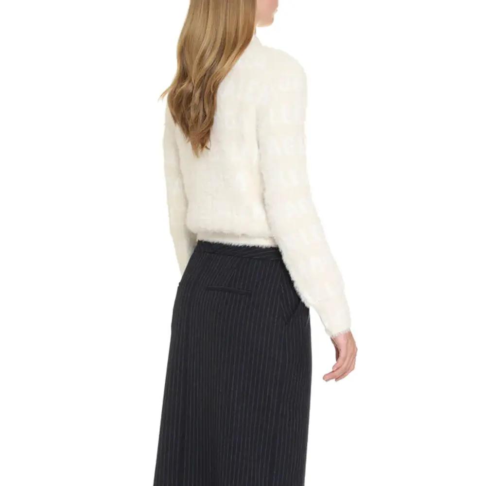 Women’s White Logo Knit Sweater – Balenciaga All-Over Logo Crew Neck