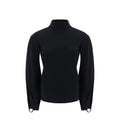 Pull noir laine femme – Chloé col montant découpe manches ballon