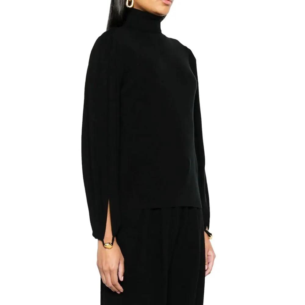Pull noir laine femme – Chloé col montant découpe manches ballon