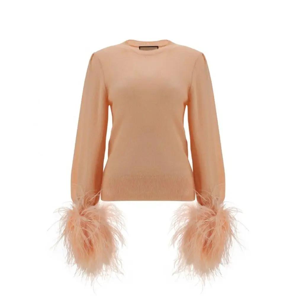 Women’s Multicolor Wool Sweater with Feathers – Gucci Statement Knit Made in Italy