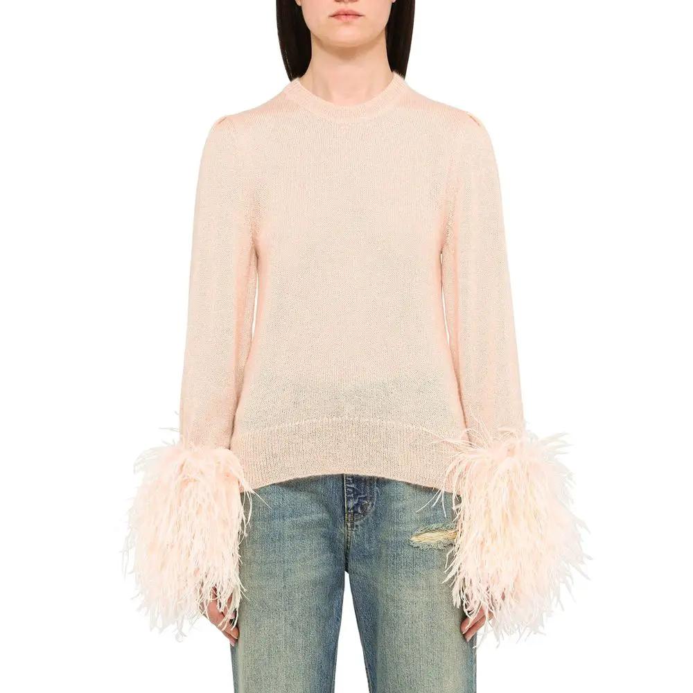 Women’s Multicolor Wool Sweater with Feathers – Gucci Statement Knit Made in Italy