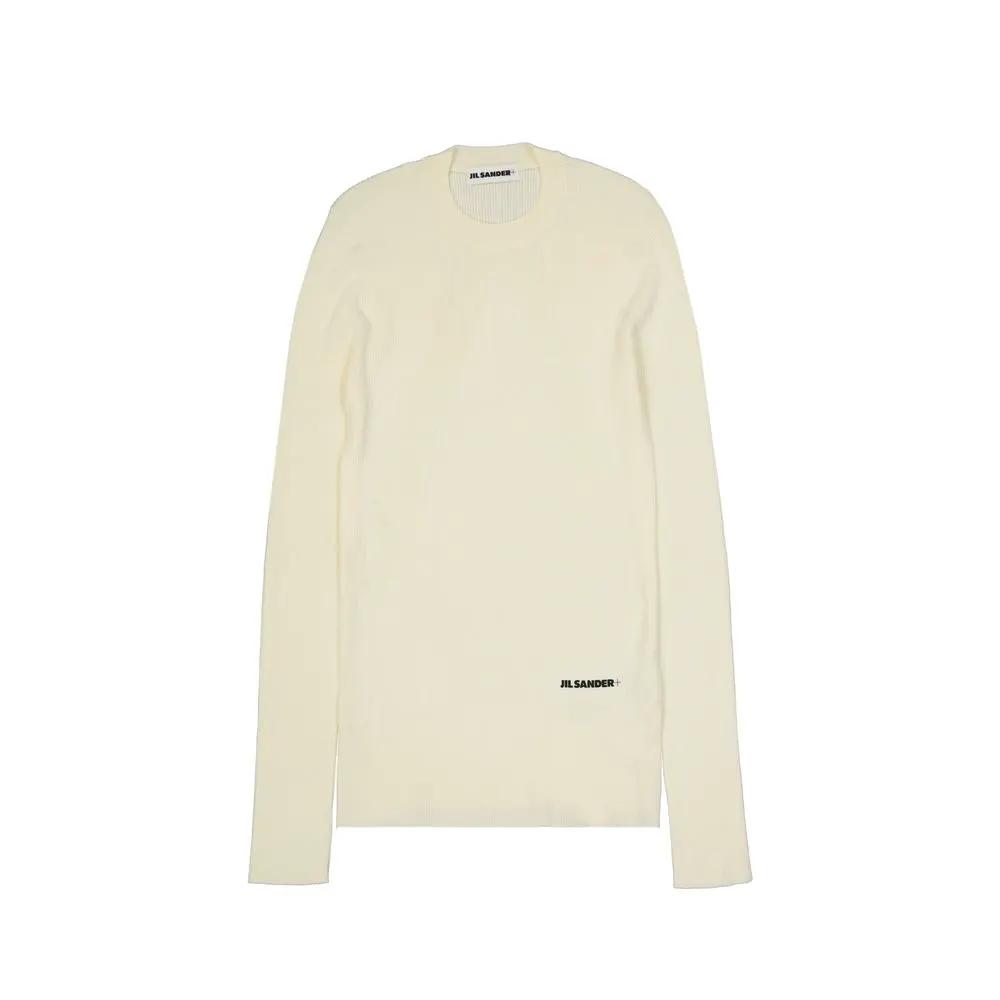 Women’s White Cotton Sweatshirt – Jil Sander Logo Crew Neck Pullover Made in Italy