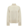 Pull blanc laine soie femme – Jil Sander col montant minimaliste