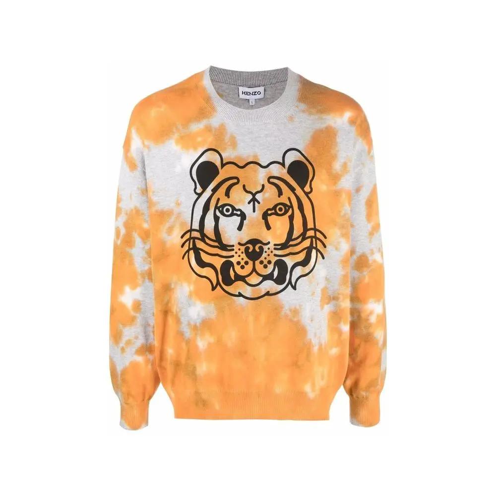 Men’s Orange Cotton Sweatshirt – Kenzo Crew Neck Casual Pullover