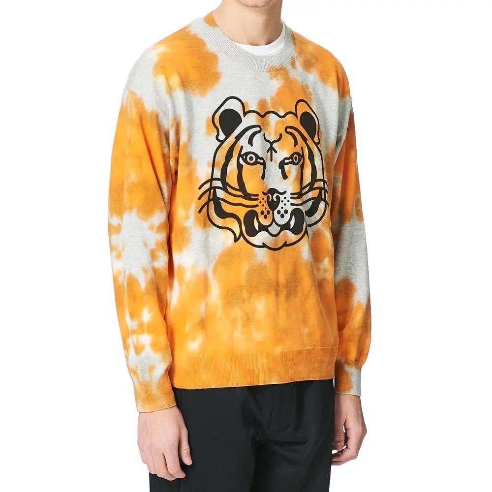 Men’s Orange Cotton Sweatshirt – Kenzo Crew Neck Casual Pullover