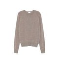 Men’s Taupe Cashmere Sweater – Saint Laurent Crew Neck Logo Knit Made in Italy