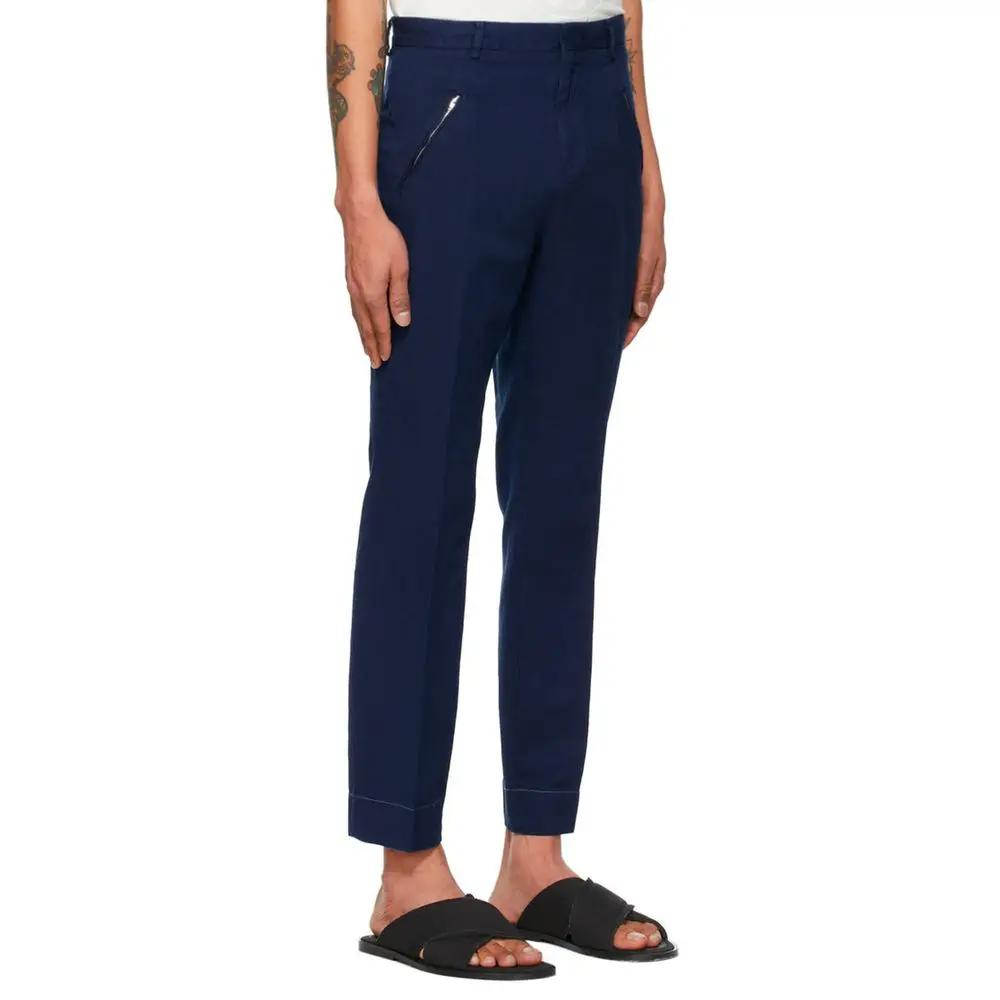 Men’s Blue Cotton Casual Pants – Maison Margiela Minimalist Trousers Made in Italy