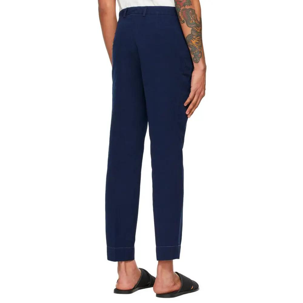 Men’s Blue Cotton Casual Pants – Maison Margiela Minimalist Trousers Made in Italy