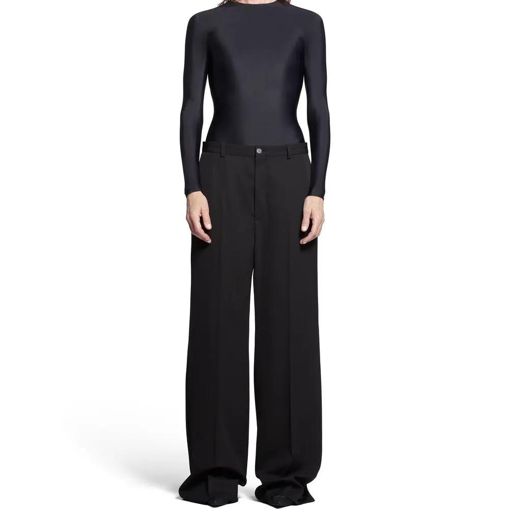 Men’s Black Wool Flared Pants – Balenciaga Tailored Trousers Made in Italy