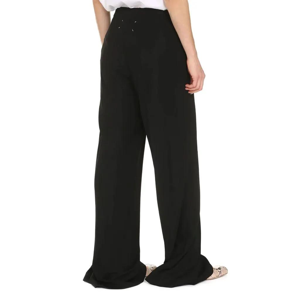 Women’s Black Viscose Pants – Maison Margiela Elastic Waist Casual Trousers Made in Italy