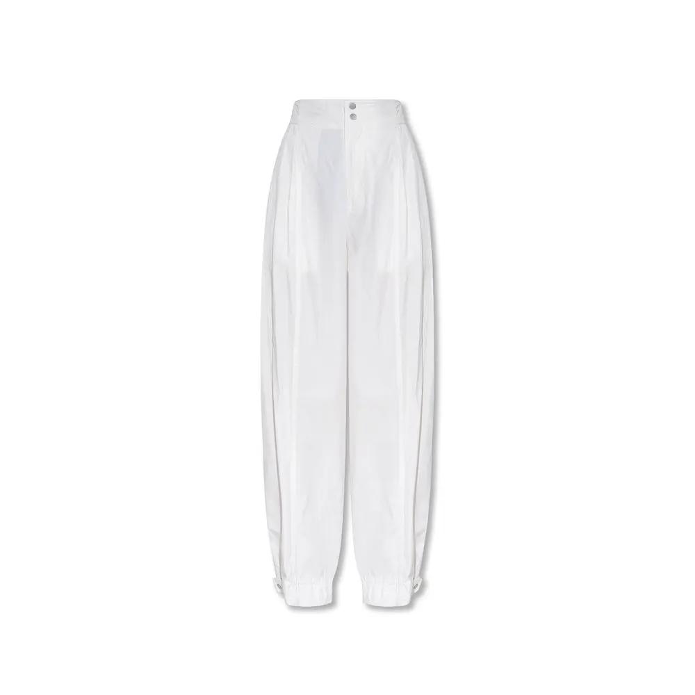 Women’s White Cotton Blend Pants – Bottega Veneta Tailored Ankle Detail Trousers Made in Italy