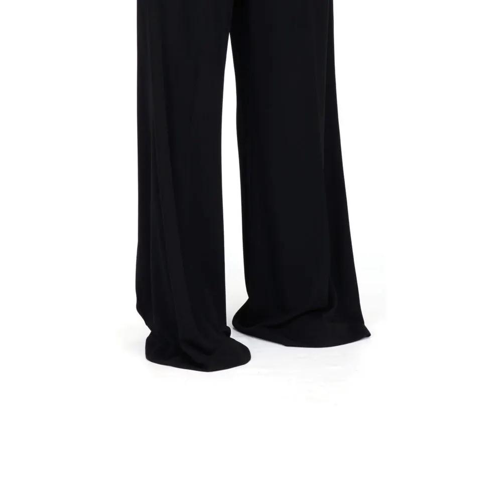 Women’s Black Viscose Pants – Maison Margiela Elastic Waist Casual Trousers Made in Italy