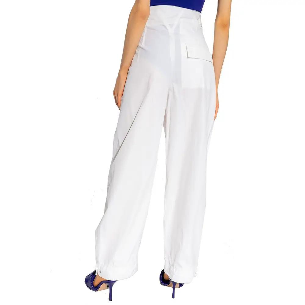 Women’s White Cotton Blend Pants – Bottega Veneta Tailored Ankle Detail Trousers Made in Italy
