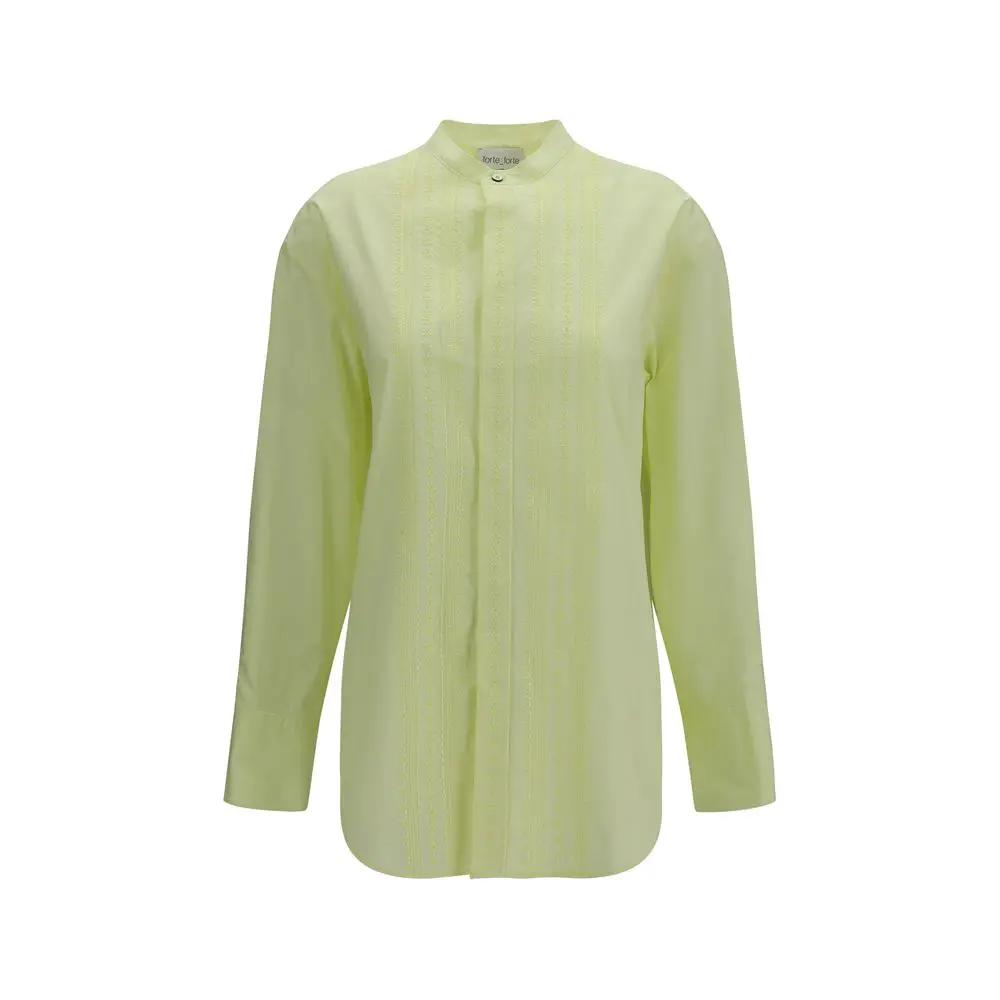 Women’s Bicolor Embroidered Cotton Blouse – Forte_Forte Les Fleurs Poplin Shirt SS26