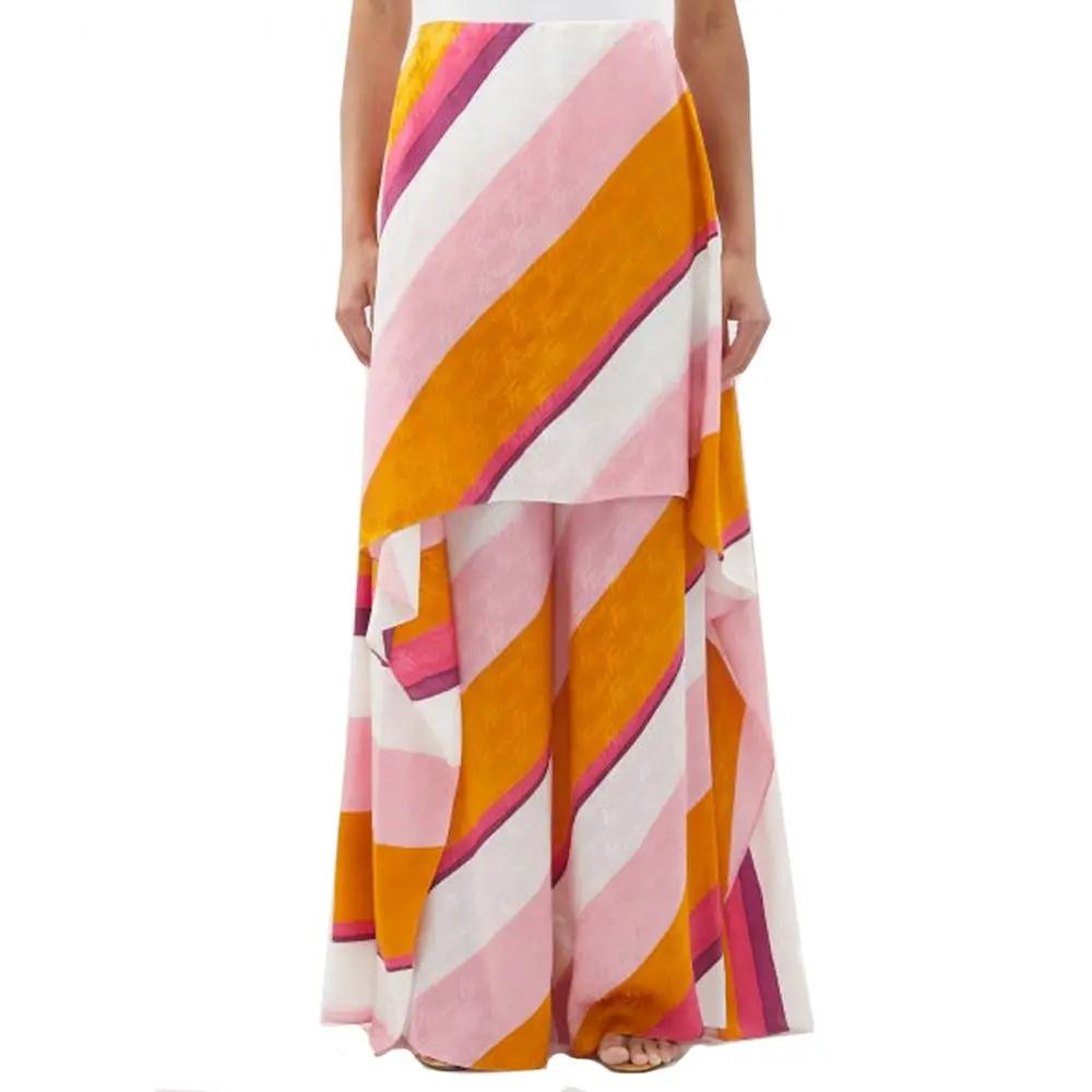 Pantalon soie multicolore femme – Fendi logo all-over Italie