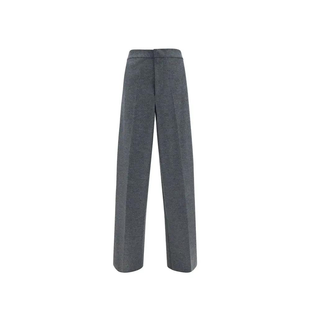 Men’s Grey Wool Tailored Pants – Jil Sander High-Waisted Trousers Made in Italy