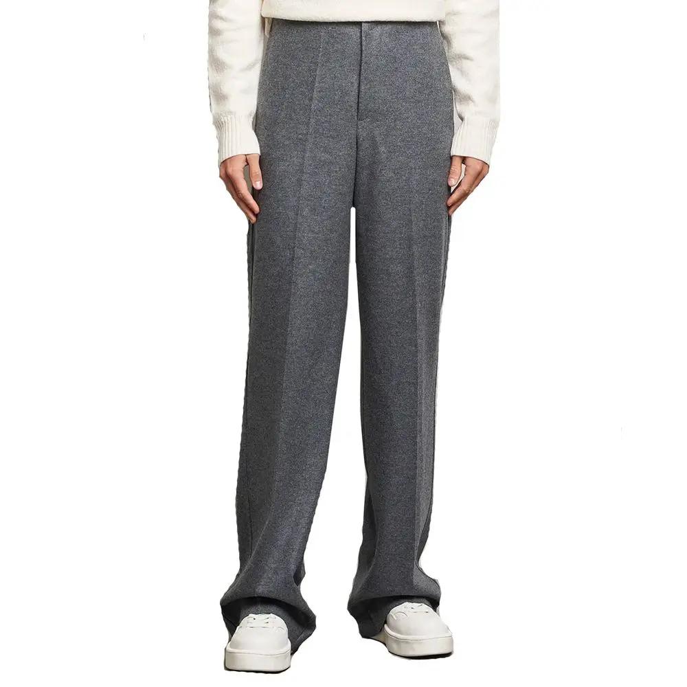Men’s Grey Wool Tailored Pants – Jil Sander High-Waisted Trousers Made in Italy