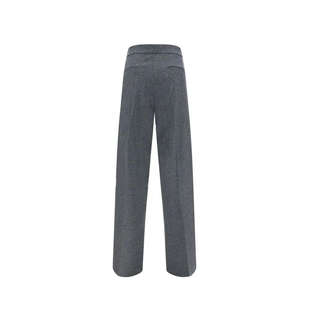 Men’s Grey Wool Tailored Pants – Jil Sander High-Waisted Trousers Made in Italy