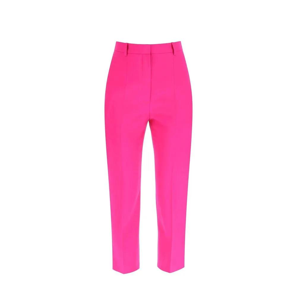 Women’s Multicolor Cropped Wool Pants – Alexander McQueen Tailored Trousers Made in Italy