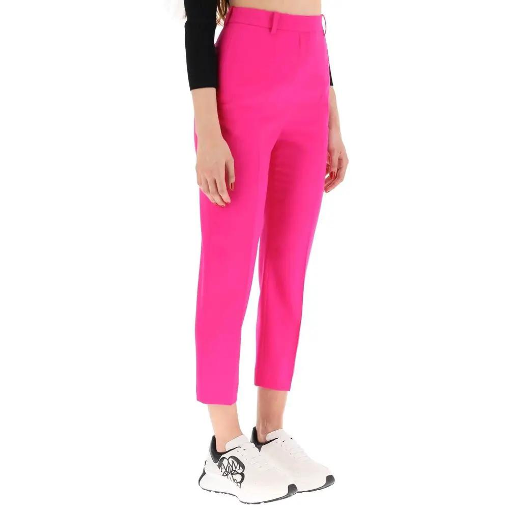 Women’s Multicolor Cropped Wool Pants – Alexander McQueen Tailored Trousers Made in Italy