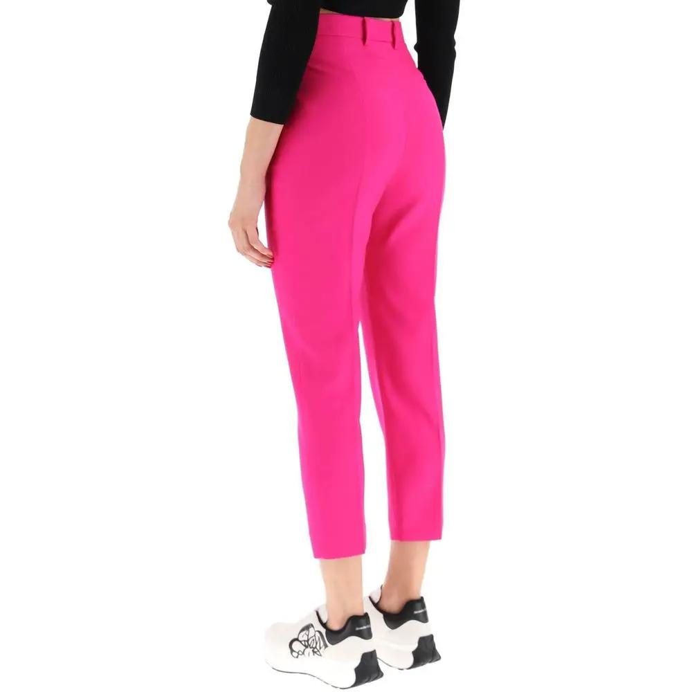 Women’s Multicolor Cropped Wool Pants – Alexander McQueen Tailored Trousers Made in Italy