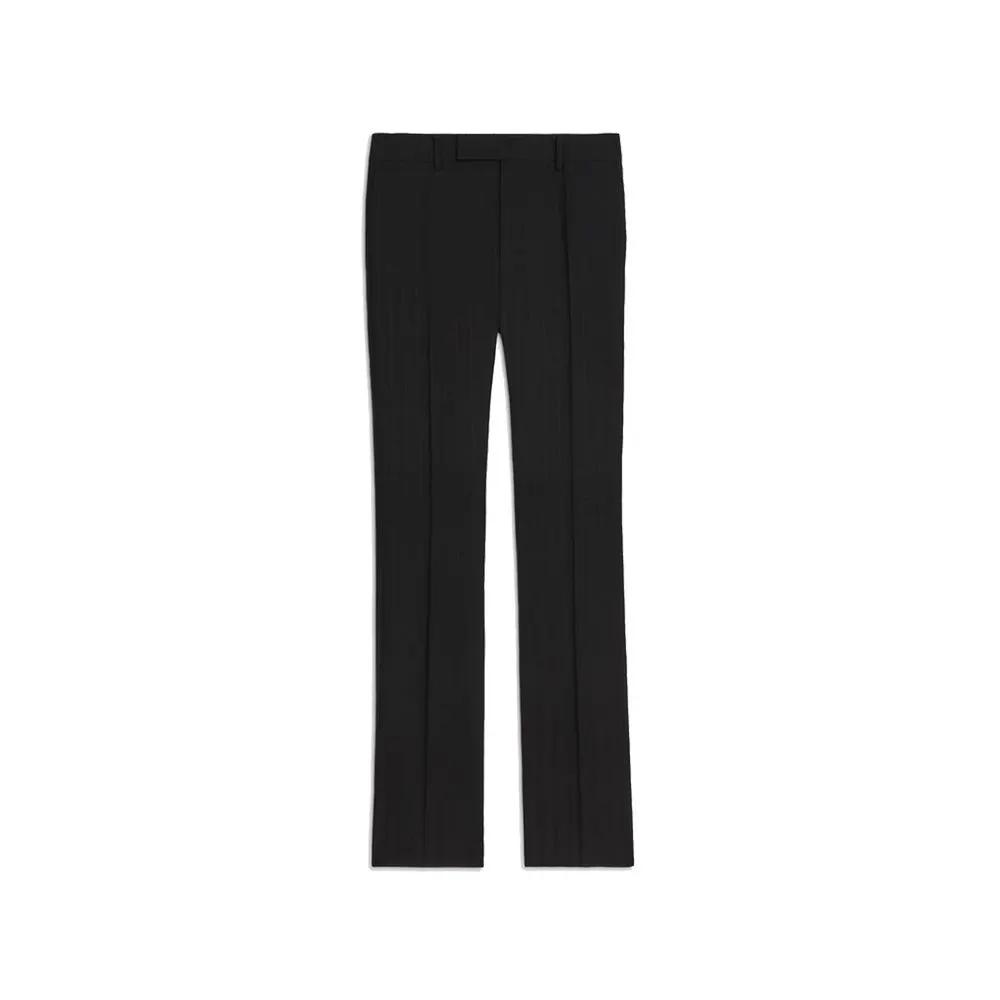 Men’s Black Wool Flared Pants – Celine Mid-Rise Tailored Trousers Made in Italy