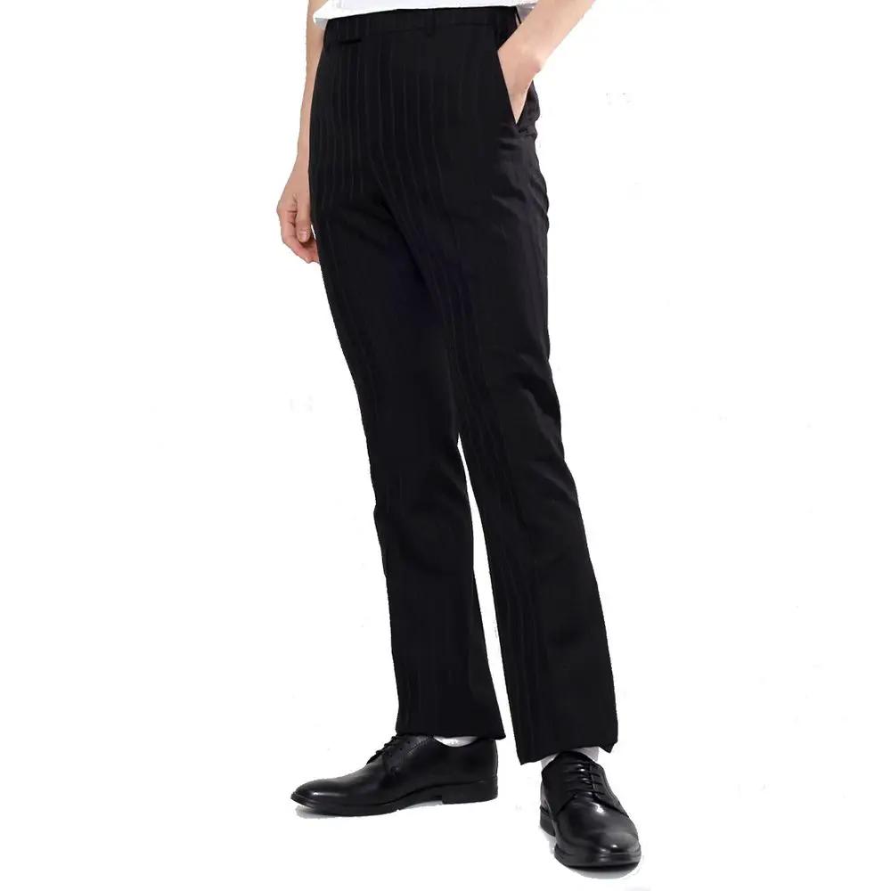 Men’s Black Wool Flared Pants – Celine Mid-Rise Tailored Trousers Made in Italy