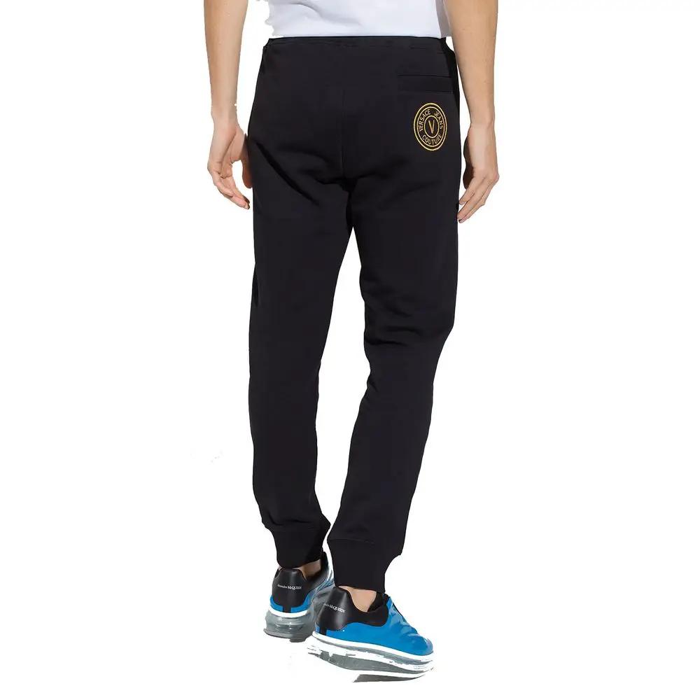 Men’s Black Cotton Joggers – Versace Jeans Couture Logo Sweatpants