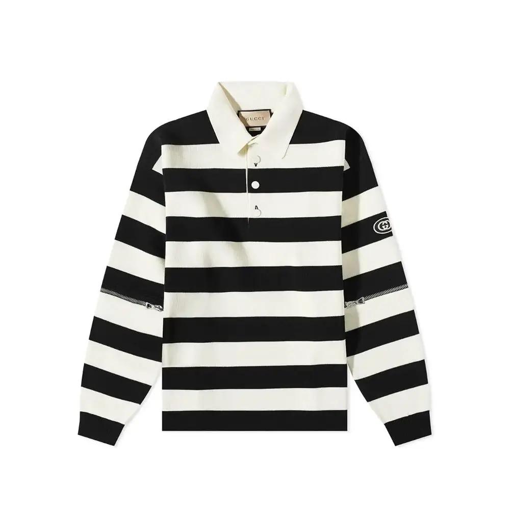 Polo blanc coton homme – Gucci manches amovibles patch GG